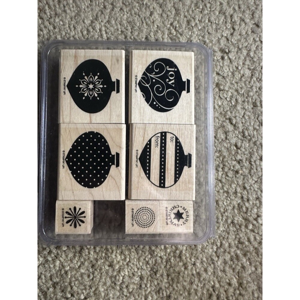 stampin up delightful decorations Set Of 7 Wood Mounted Rubber Stamps